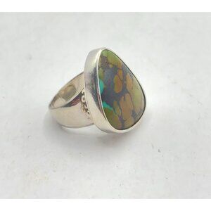 Sterling Silver .925 Tear Drop Turquoise Ring Size 7